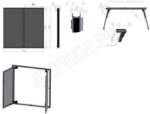 Люк под плитку Нажимной Секрет-Лайт 350*650 Люк под плитку Нажимной Секрет-Лайт 350*650